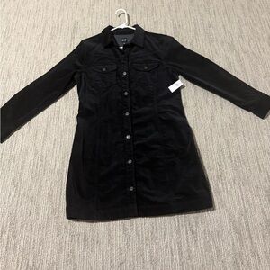GAP Long Sleeve Black Velvet Shirt Dress